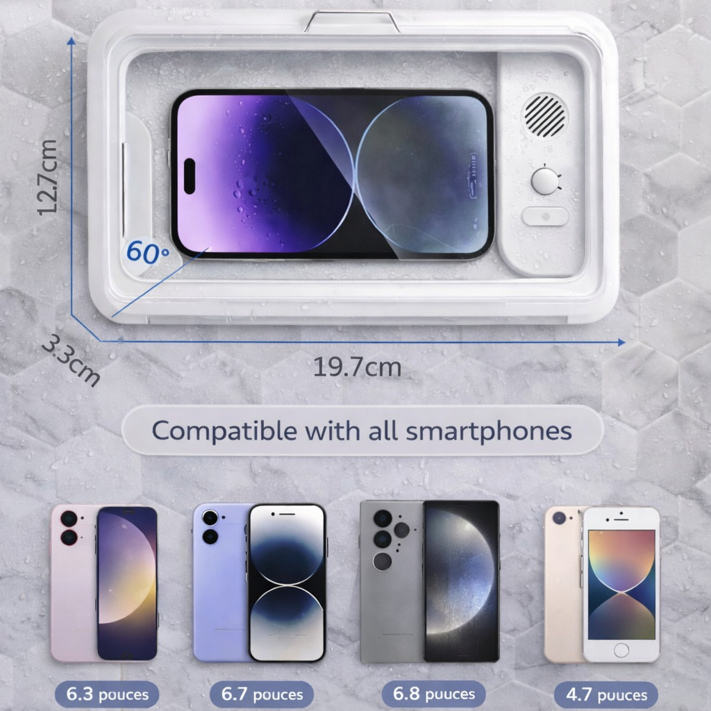 BathBeats™ - The phone holder for better showers.