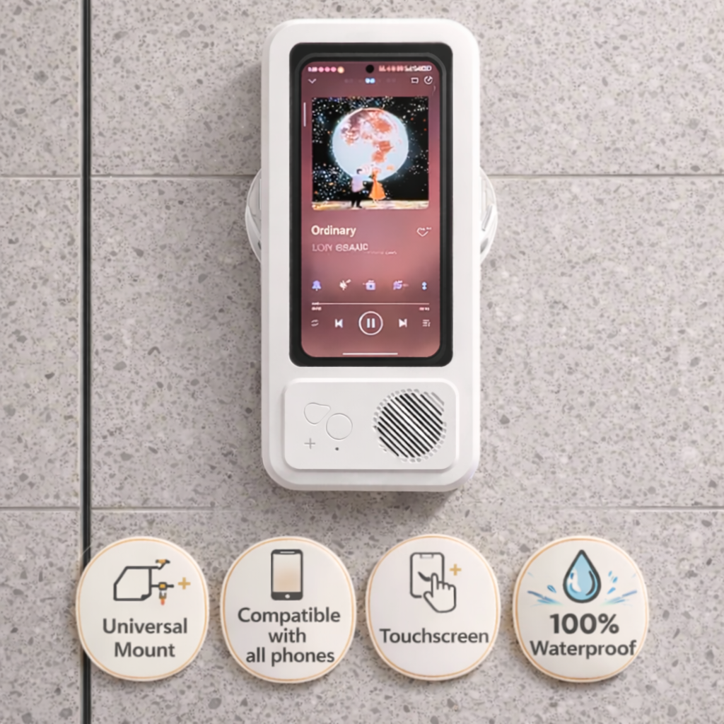 BathBeats™ - The phone holder for better showers.